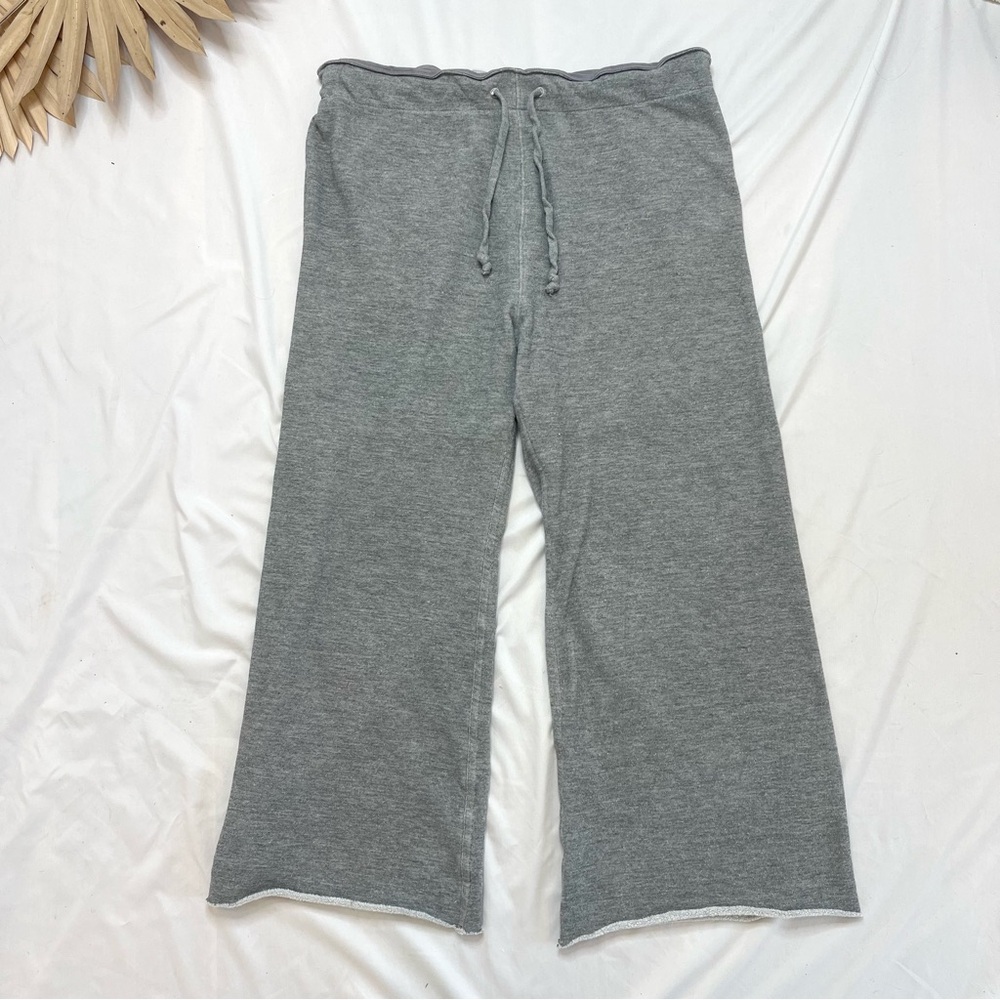 Nili Lotan Kiki Heather Grey Cropped Wide Leg French Terry Sweatpants Size Large - Picture 2 of 7